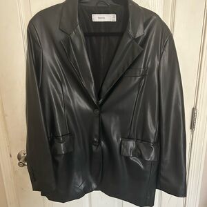 Bershka Sleek Black Faux Leather Blazer